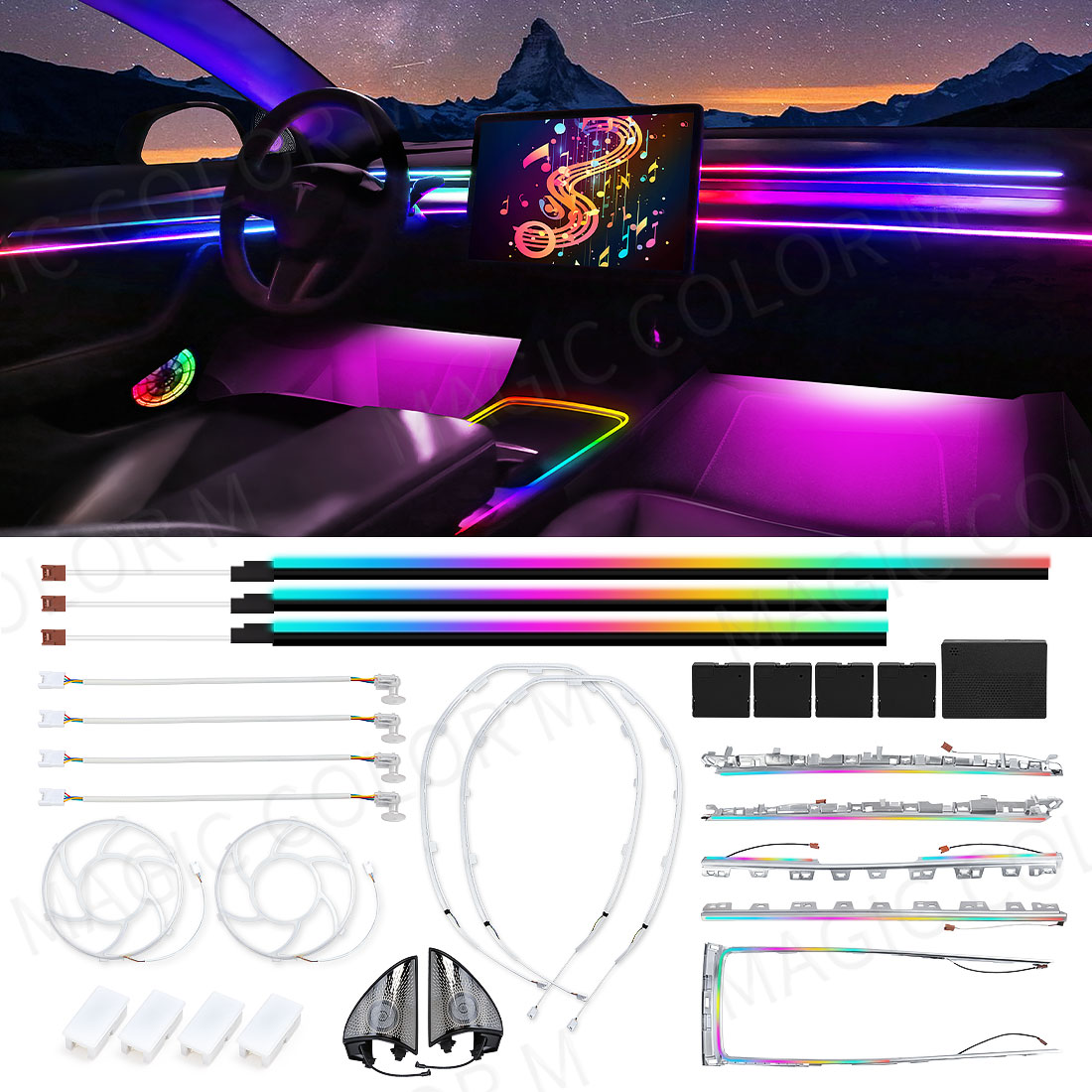 Interior Design Tech - Ambienteverlichting LED sfeerverlichting auto-interieur Symphony RGB