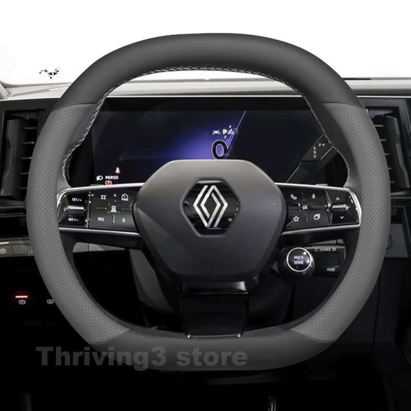 Interior Design Tech - Lederen auto stuurwielhoes voor Renault Scenic