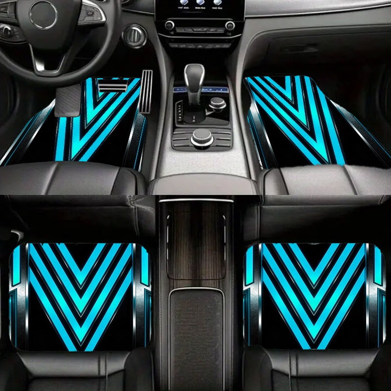 Interior Design Tech - 5 stuks autovloermatten, futuristisch blauw 
