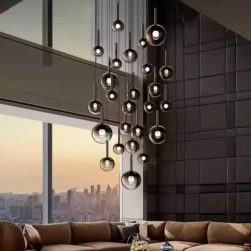 Interior Design Remote - Minimalisme Ontwerp Zwarte Pingpong glazen kroonluchter